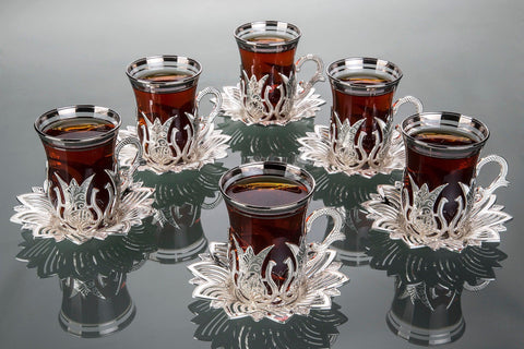 Ahsen Six Person Turkish Tea Set-Elite Turkish Bazaar