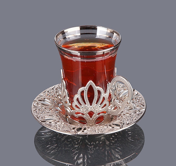 Turkish Tea Set with tray  Bahar 6 pcs – Elite Turkish Bazaar