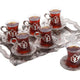 Floral Patterened Tea Set with tray 6 pcs-Elite Turkish Bazaar