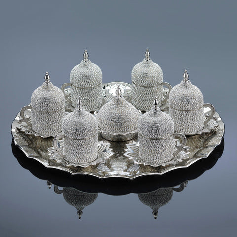 Diamond Decorated Coffee Set With Tray-Elite Turkish Bazaar