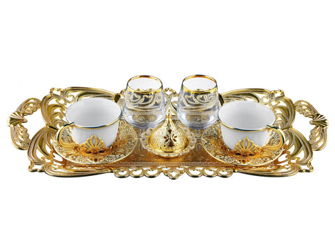 Double Presentation White Coffee Set-Elite Turkish Bazaar