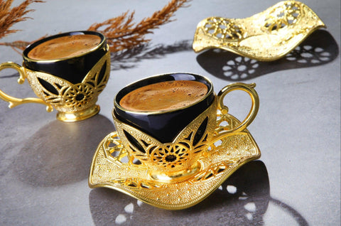 Eylül Black Coffee Set six pieces-Elite Turkish Bazaar