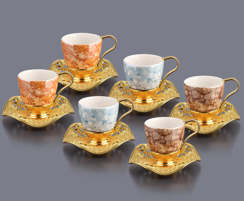Nisa Decorative Coffee Set 6 pcs-Elite Turkish Bazaar