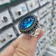 خاتم فضة إسترليني عيار 925 مع حجر الأكوا الأزرق