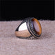 Tiger Eye Stone Silver Turkish Ring for Man