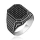 Tulip Patterned Micro Stone Embroidered Silver Turkish Ring for man