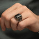 خاتم فضة إسترليني عيار 925 مع حجر الأونكس الأسود